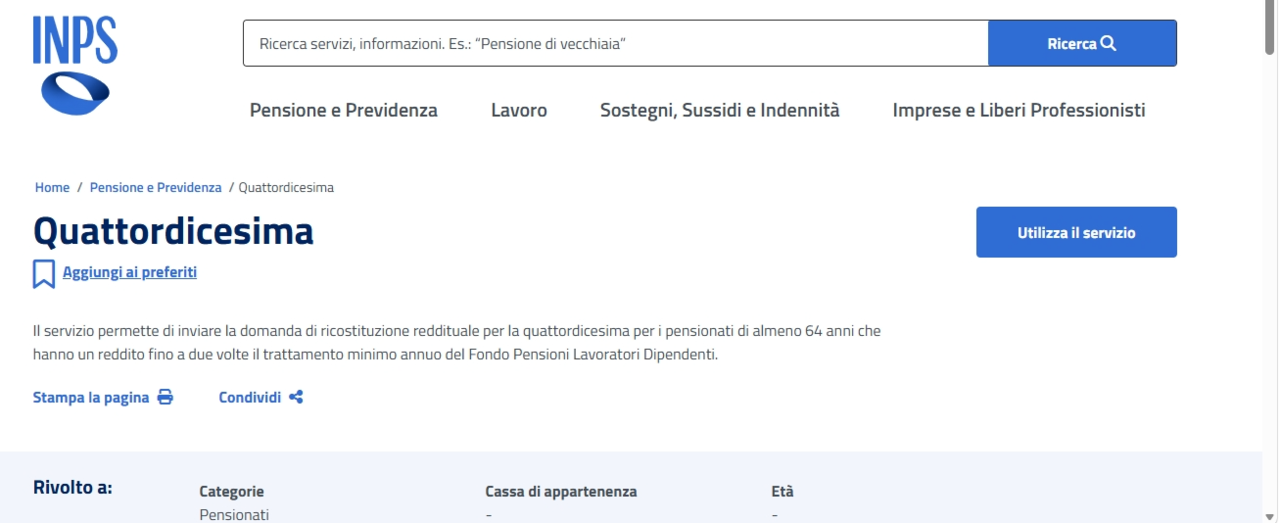 quattordicesima pensioni luglio